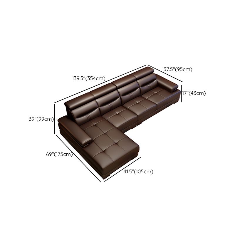 Contemporary Sectional Sofa Tufted Genuine Leather Sectionals