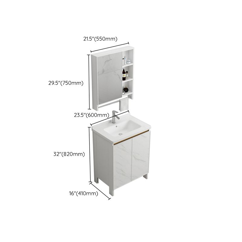 Modern White Metal Base Vanity Single Freestanding Rectangular Sink Vanity