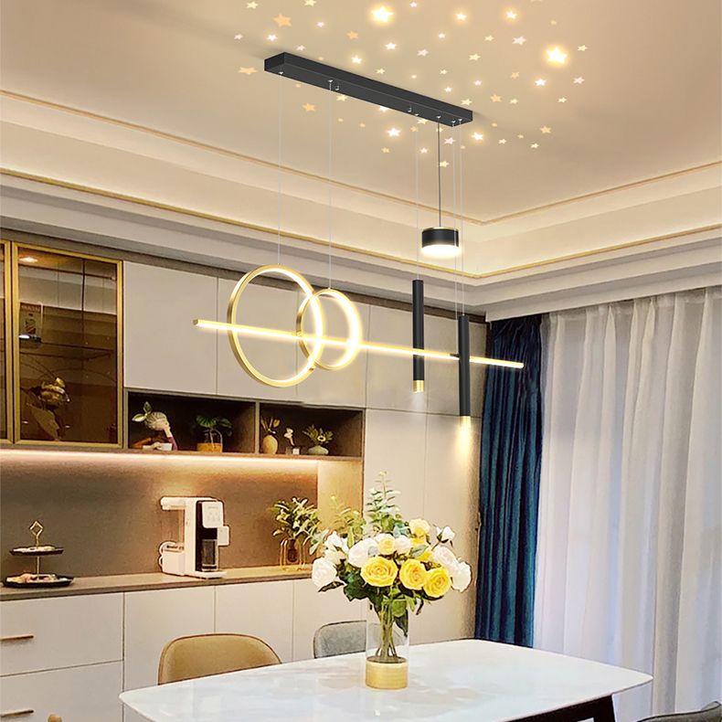 Zeitgenössische Anhängerlichter für Kücheninsel Linearinselbeleuchtung Metall