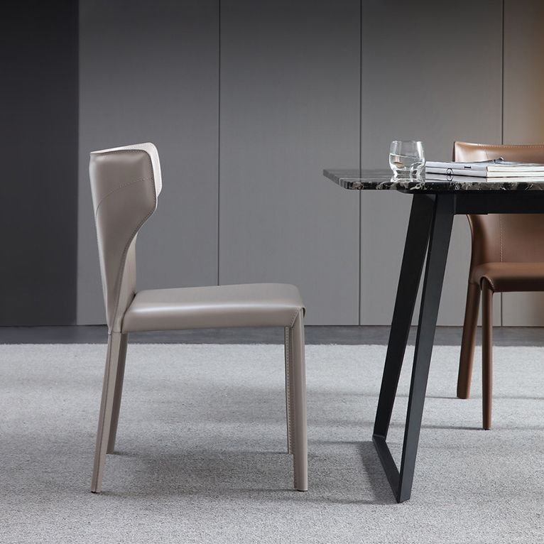 Modern Style Leather Dining Side Chair Wingback Side Armless Chair for Restaurant Use