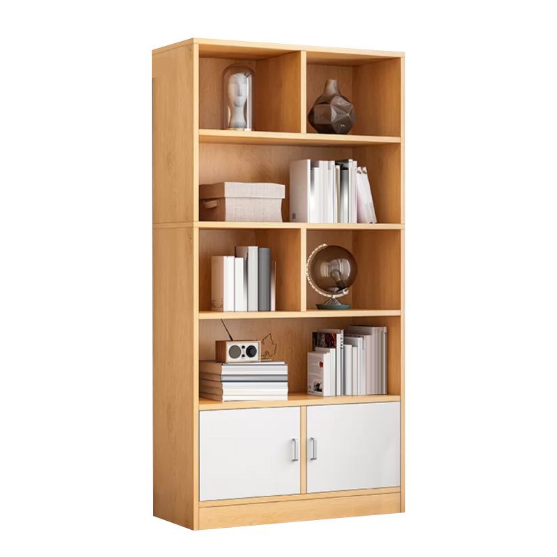 Modern Style Standard Bookcase with Doors Engineered Wood Bookshelf for Living Room