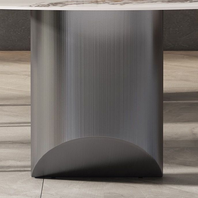 Industrial Rectangle Dining Table Sintered Stone Table with Metal Legs