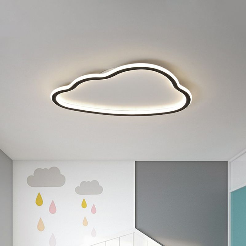 Simplicity Flush Mount LED Light Black-White Cloud Ceiling Lamp with Acrylic Shade