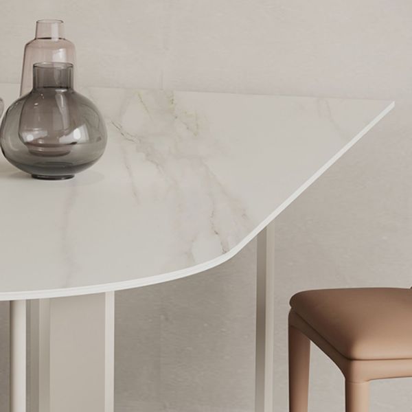 Double Pedestal Dining Table Modern Stone Dining Table for Kitchen