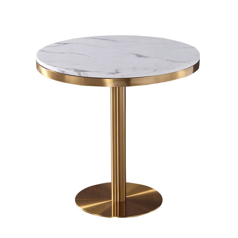 Marble Dining Table Luxury Style Single Pedestal Round Table for Dining Room