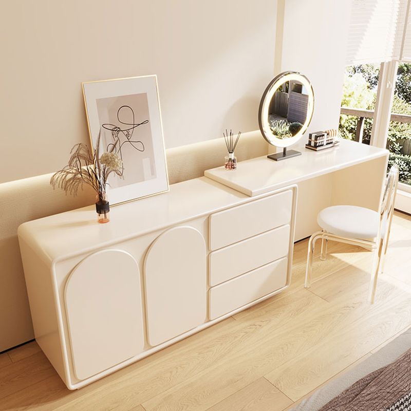 Contemporary White Lighted Mirror Bedroom With Drawer Vanity Dressing Table