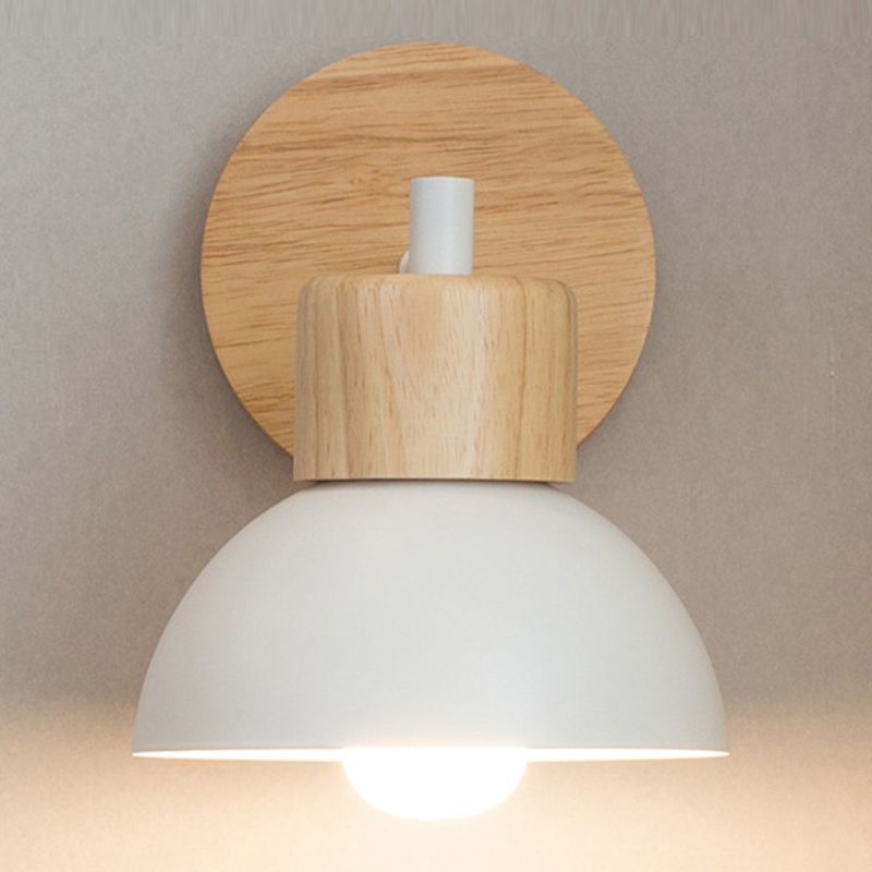 Single Modernism Beige Wall Mounted Sconce LED Wall Light with Wood