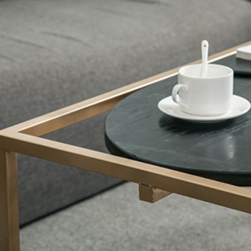 Solid Wood Rectangular Coffee Table Contemporary 1 Single Iron Frame Cocktail Table