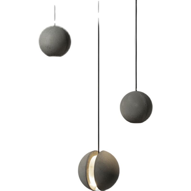 Creative LED Moon Hanging Light Fixtures Sphere Cement Hanging Lights for Indoor Decoration