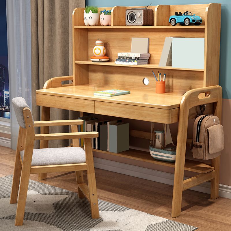 Contemporary Student Table with Side Storage Hook and Storage Drawes
