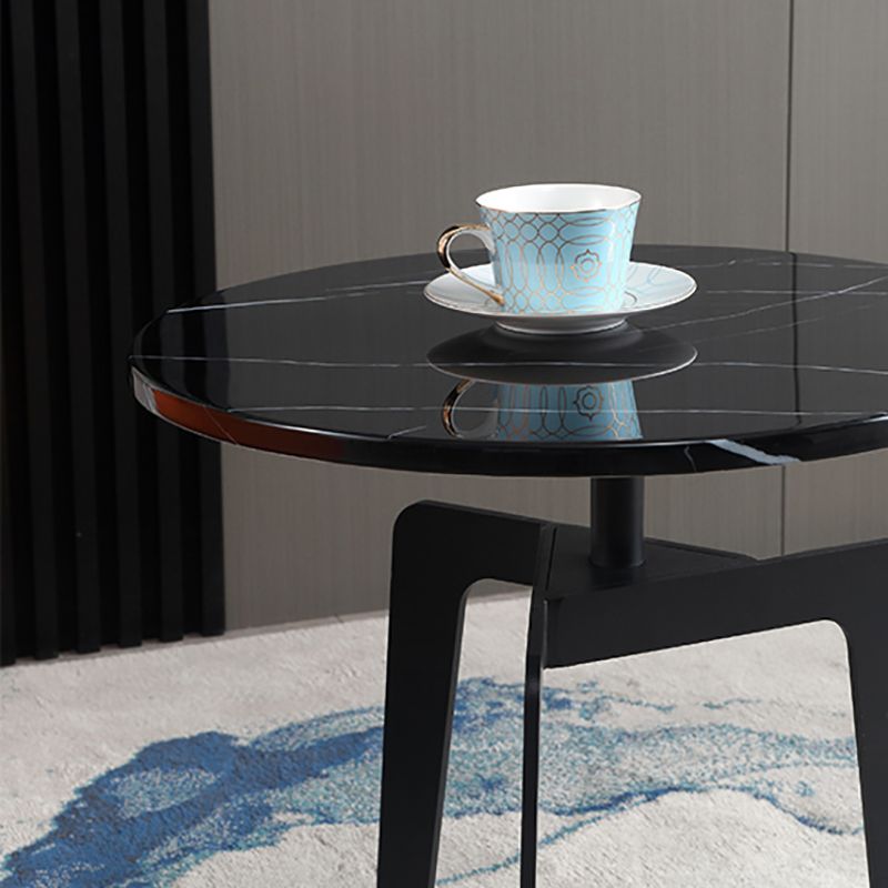 Modern 21.65" Tall Steel 3 Legs End Table Round Slate Top Side Table