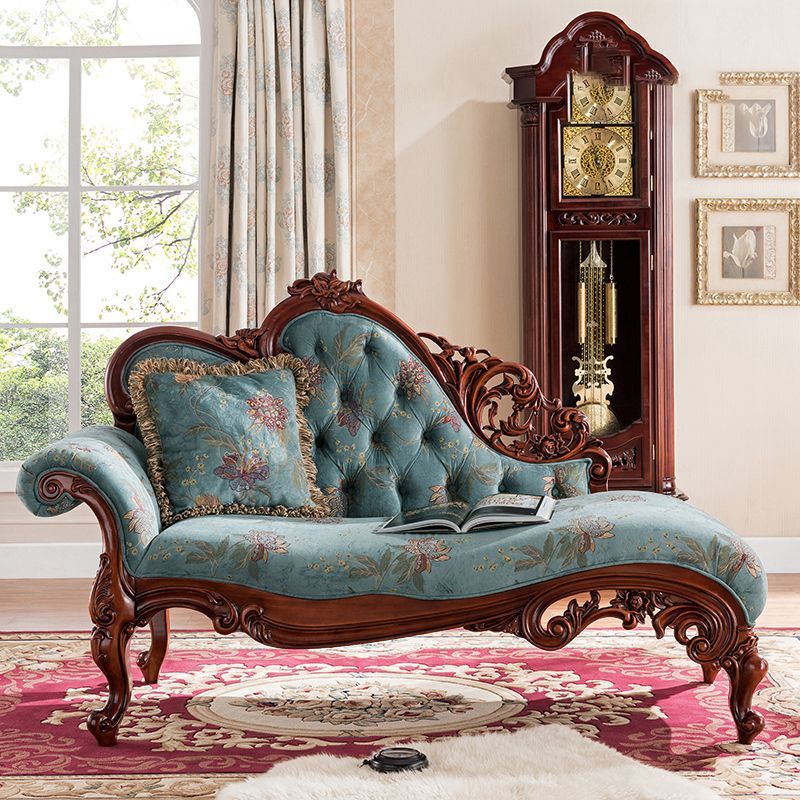 Traditional Brown Birch Accent Chair One Armed Rolled Arms Chaise