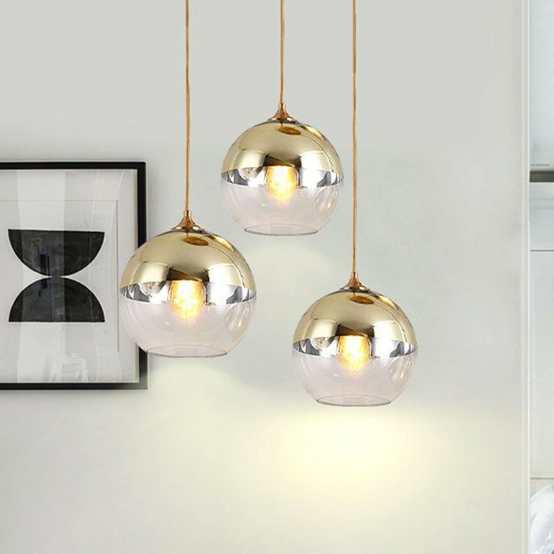 Sphere Electroplate Glass Pendant Lighting Postmodern Single Ceiling Hang Light for Dining Room