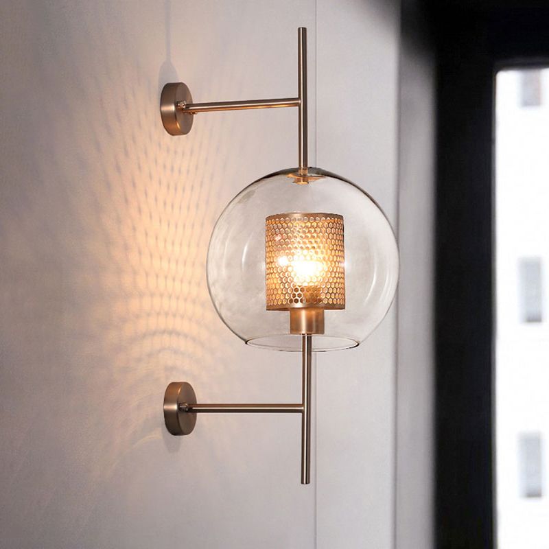 Global Clear Glass Sconce Light Vintage 1 Light 8"/9.5" Wide Silver/Gold Wall Mount Light Fixture