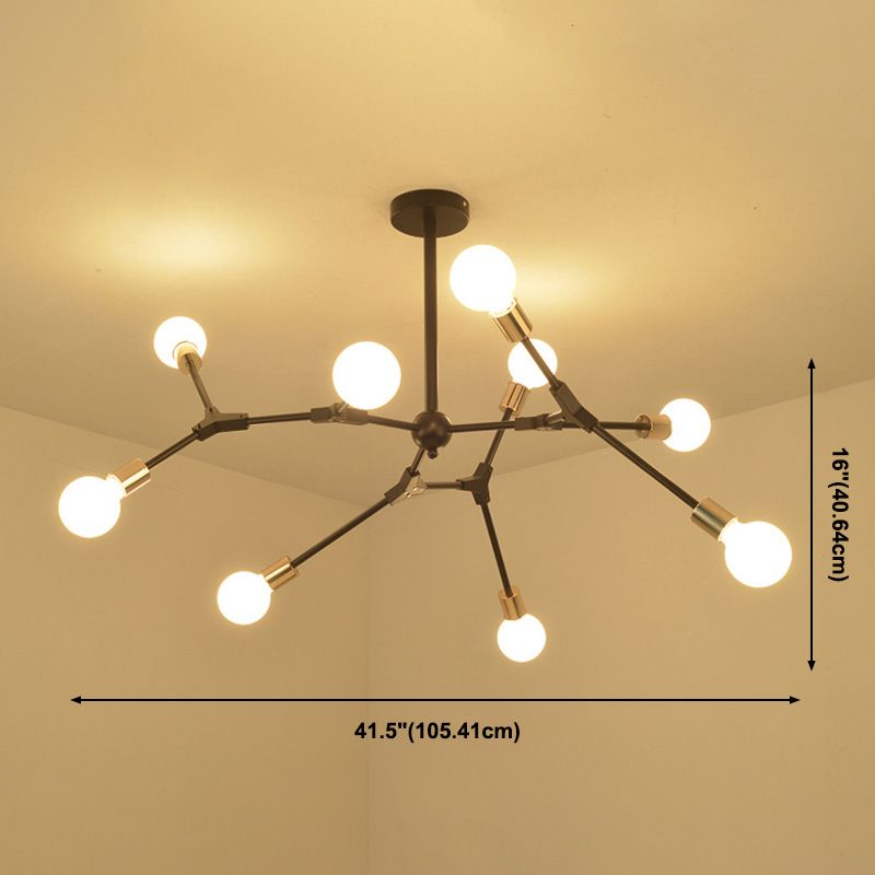 Luz colgante ajustable de negro de lámpara de metal múltiple ligero para sala de estar
