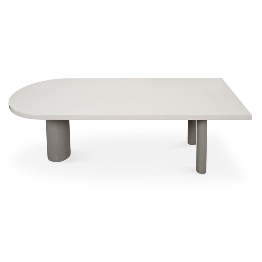 Free Form Modern Dining Table White Tone Fixed Table with 3 Legs for Dining Room