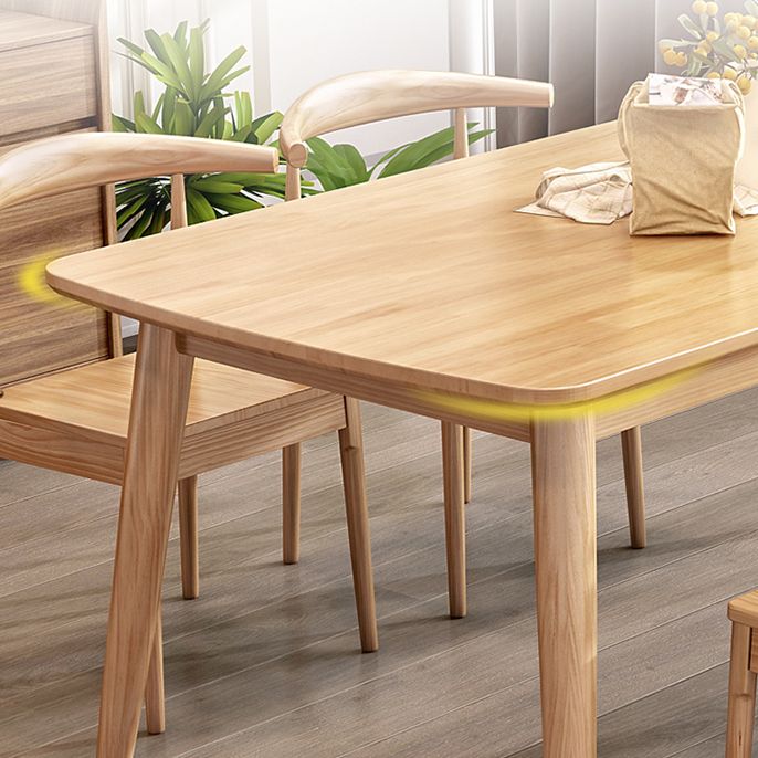 Modern Solid Wood Brown Dining Table Rectangle Shape Standard Dining Table for Kitchen