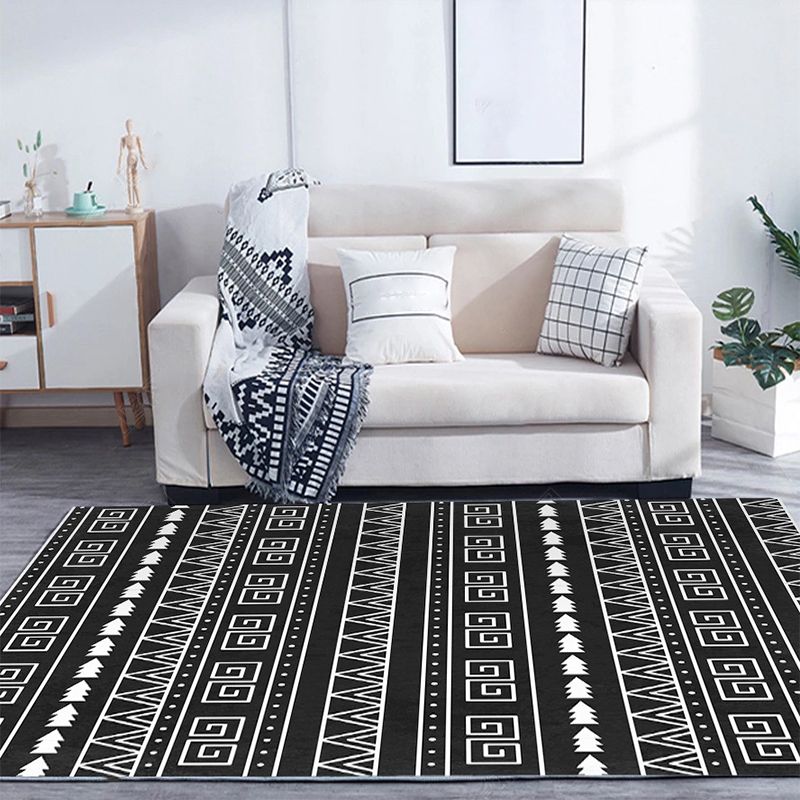 Southwestern Living Room Rug Multi-Color Geo Patterned Carpet Anti-Slip Pet Friendly Washable Indoor Rug