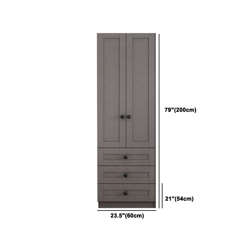 Contemporary Grey Wardrobe Armoire Engineered Wood Wardrobe Closet
