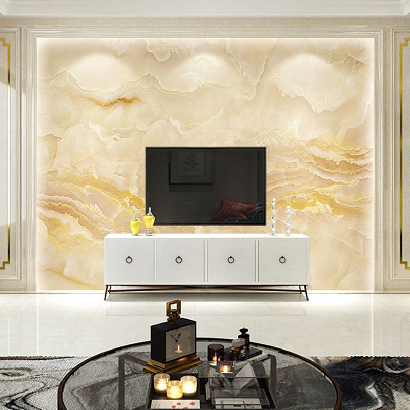 Beige Marble Wall Art Water-Resistant Mural Wallpaper for Accent Wall