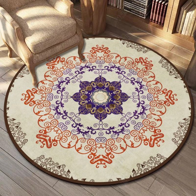 Bohemian Americana Pattern Rug Apricot Polyester Area Rug Anti-Slip Area Carpet for Bedroom