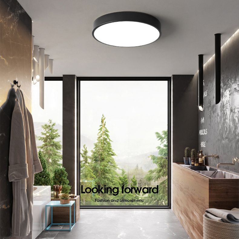 Simplicity Style Acrylic Lampshade LED Flush Mount Light Round Metal Border Ceiling Light for Hallway Balcony