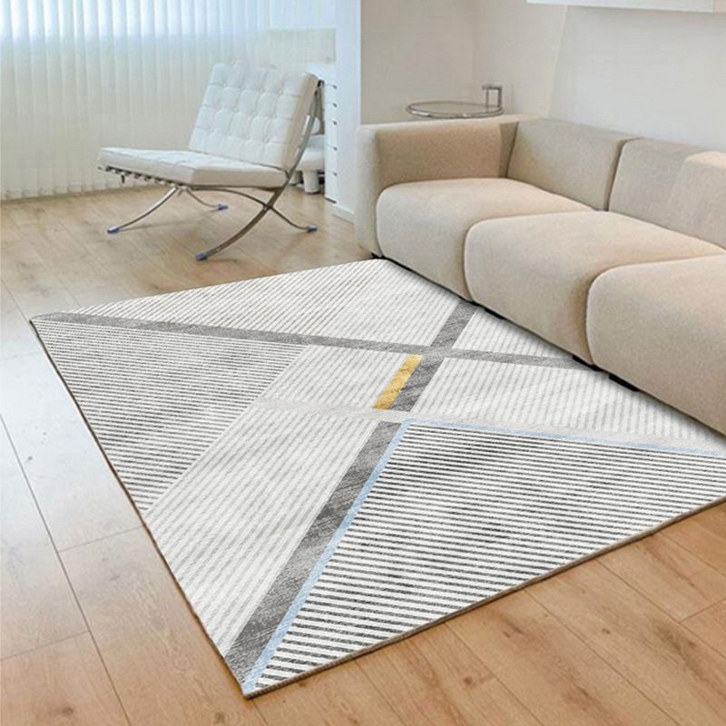 Grey Modern Rug Polyester Striola Area Rug Stain Resistant Rug for Living Room