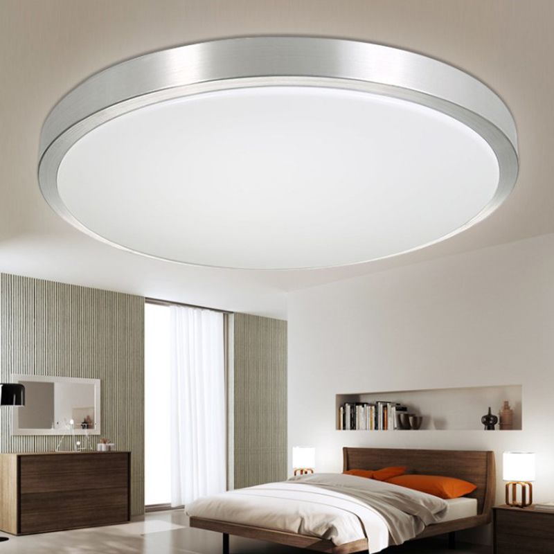 Plafonnier circulaire Simplicity en métal LED pour chambre à coucher, luminaire encastré en chrome