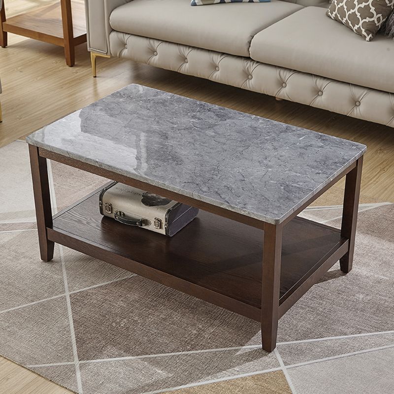 Nordic Rectangular Coffee Table Shelf Included Wood Cocktail Table -19.7"