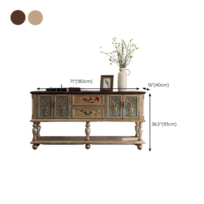 French Country Rectangle Console Table Rubber Wood Console Accent Table for Hall