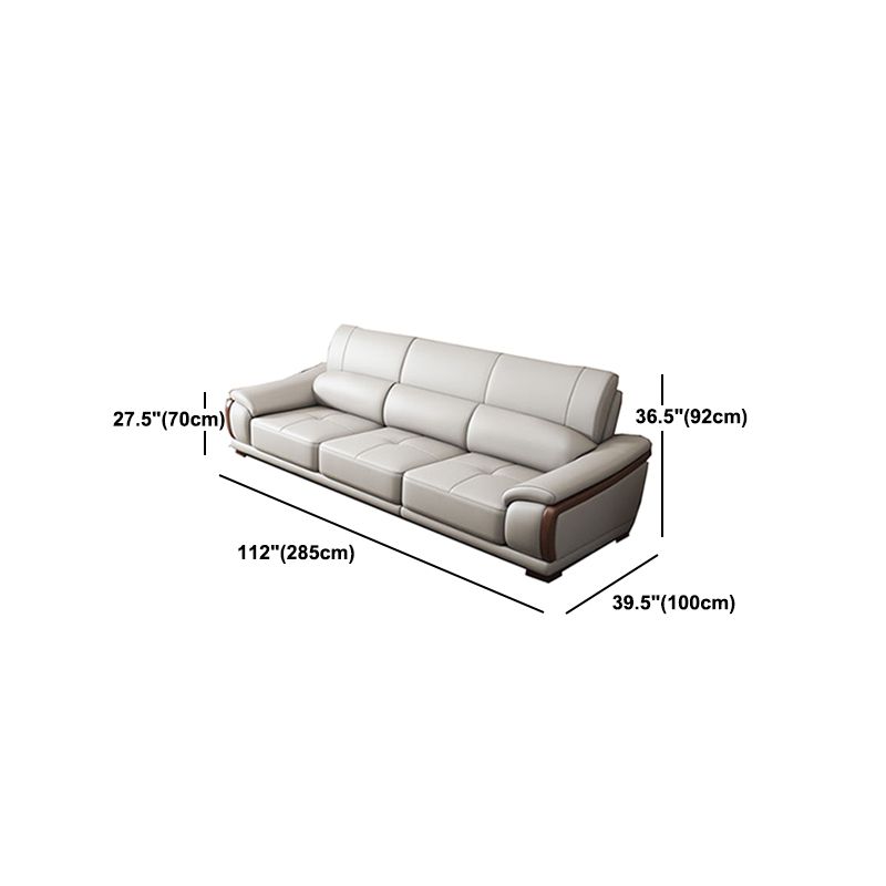 Nordic Style Sofa Bed Leather in Beige/grey/beige Cushioned Back Sofa