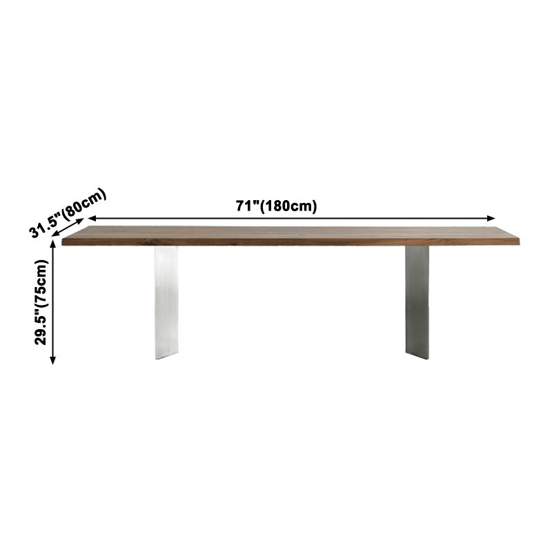 Metal Industrial Rectangle Dining Table Solid Woop Top Table for Kitchen and Dining Room