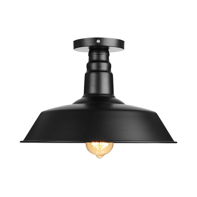 10"/14"/18" Dia Barn Dining Room Ceiling Light Fixture Vintage Style Iron 1 Light Black/White Semi Flush Ceiling Light
