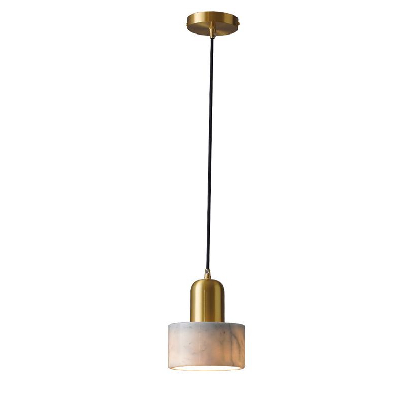 5.9 Inches Diameter Cylindrical Mini Hanging Light Modern Style Marble Single Bulb Lighting Pendant for Bedroom