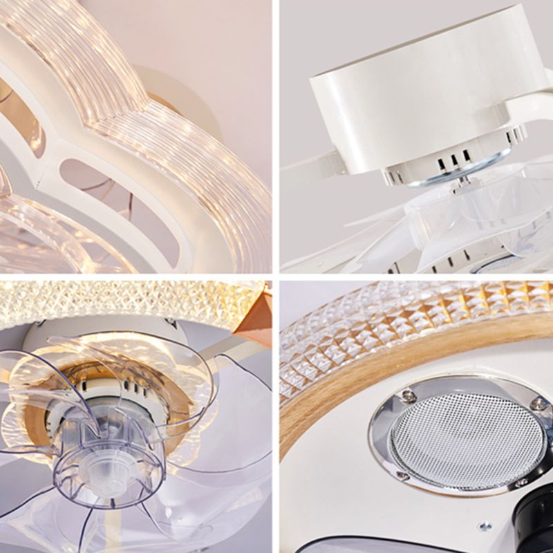 White LED Ceiling Fan Light Simple Ceiling Mount Lamp with Acrylic Shade for Bedroom