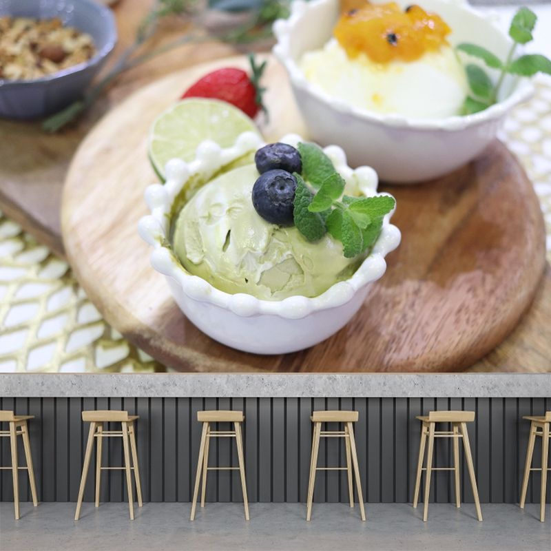 Modern Dessert Shop Mural Decor with Ice Cream Painting Eco-friendly Wallpaper