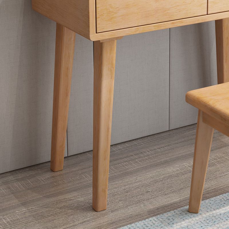 Scandinavian Solid Wood Vanity Dressing Table with Mirror, 30.7" Tall