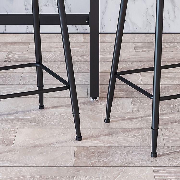 Modern Armless Backrest Counter Stool Iron Cafe Bar Stool with Velvet Cushion and Pedal
