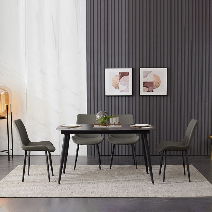 Modern Kitchen Black Sintered Stone Furniture of Standard Height Formal Dining Room Table Set