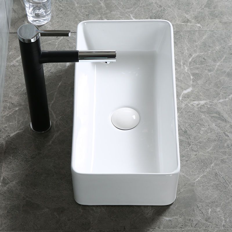 Modern Bathroom Sink Porcelain Rectangle Bathroom Sink in White(Not Including Faucet)