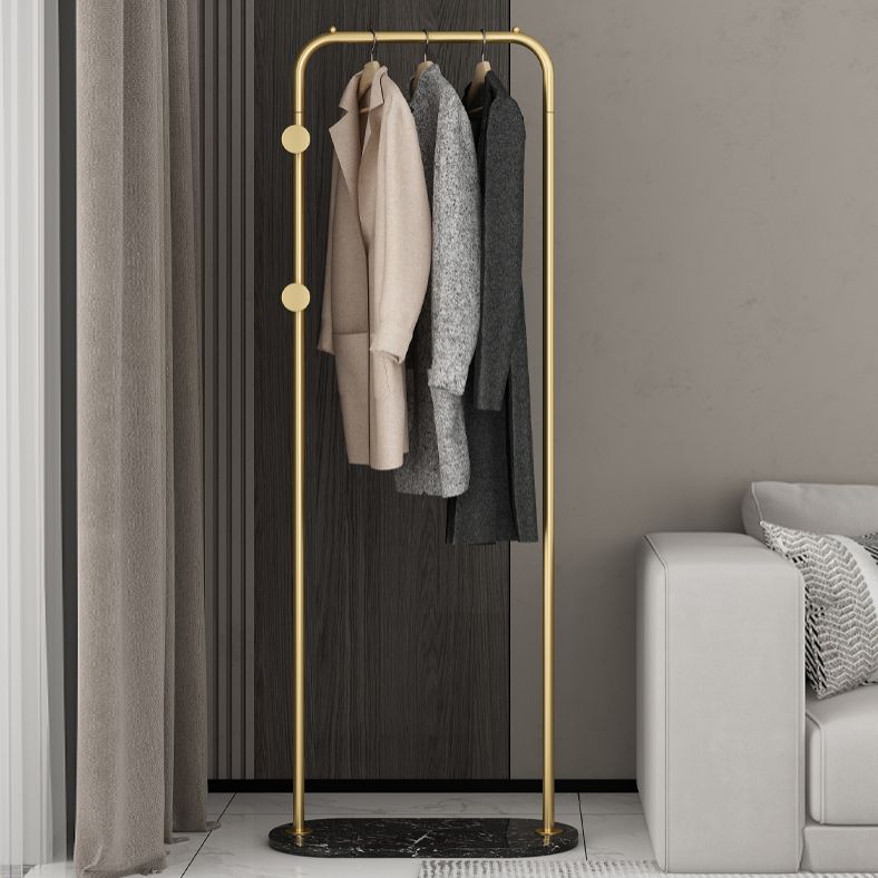 Modern Coat Rack 2 Hooks Solid Color Metal Hall Tree with Marble Bottom