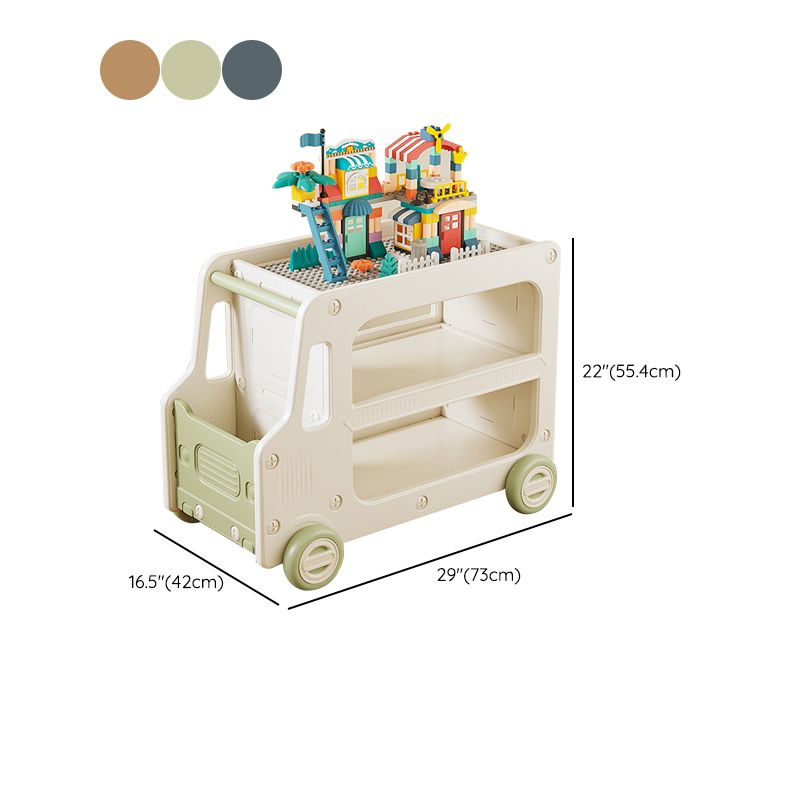 Modern Plastic Standard Kids Bookcase Open Back Bookcase with Wheels