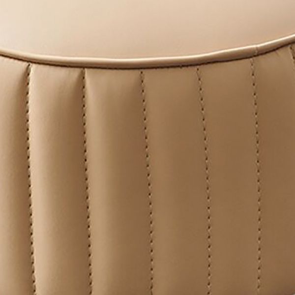 Modern Orange Pouf Water Resistant Round Pure Color Leather Pouf