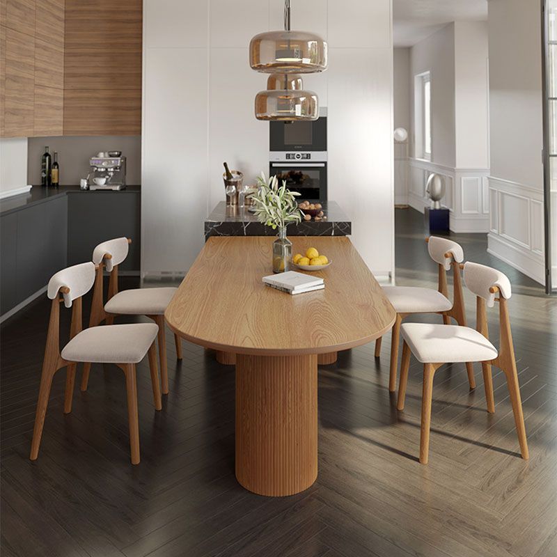 Solid Wood Top Dining Table Modern Dining Table with 4 Pine Wood Legs