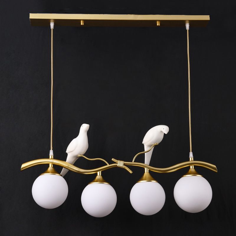 Nordic Modern Island Lamp Round Glass Shade Chandelier Light Fixture for Dining Room