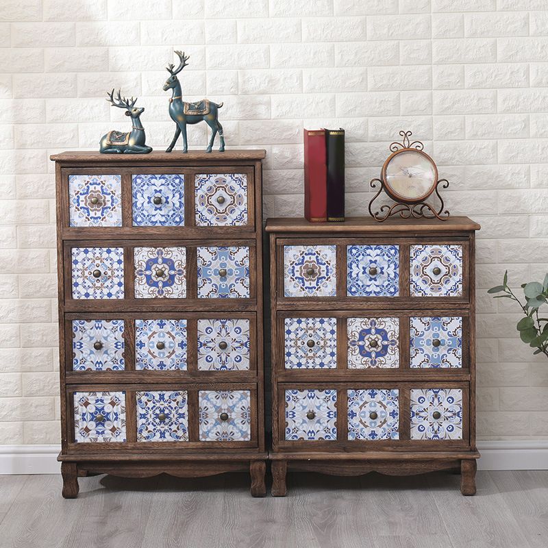 Nautical Bedroom Storage Chest Solid Wood Chest in Brown with Drawers
