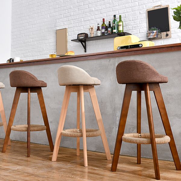 Low Back Dining Stool Beech Armless Bar Stool with Wood Base