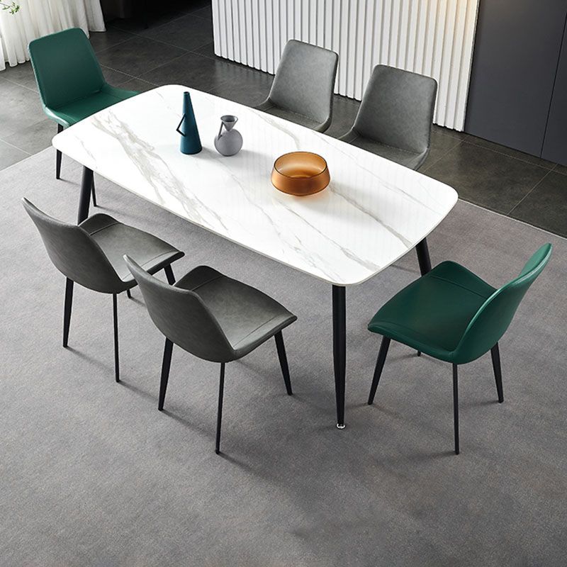 Silla lateral de comedor con respaldo sólido y brazo industrial Silla lateral de piel sintética