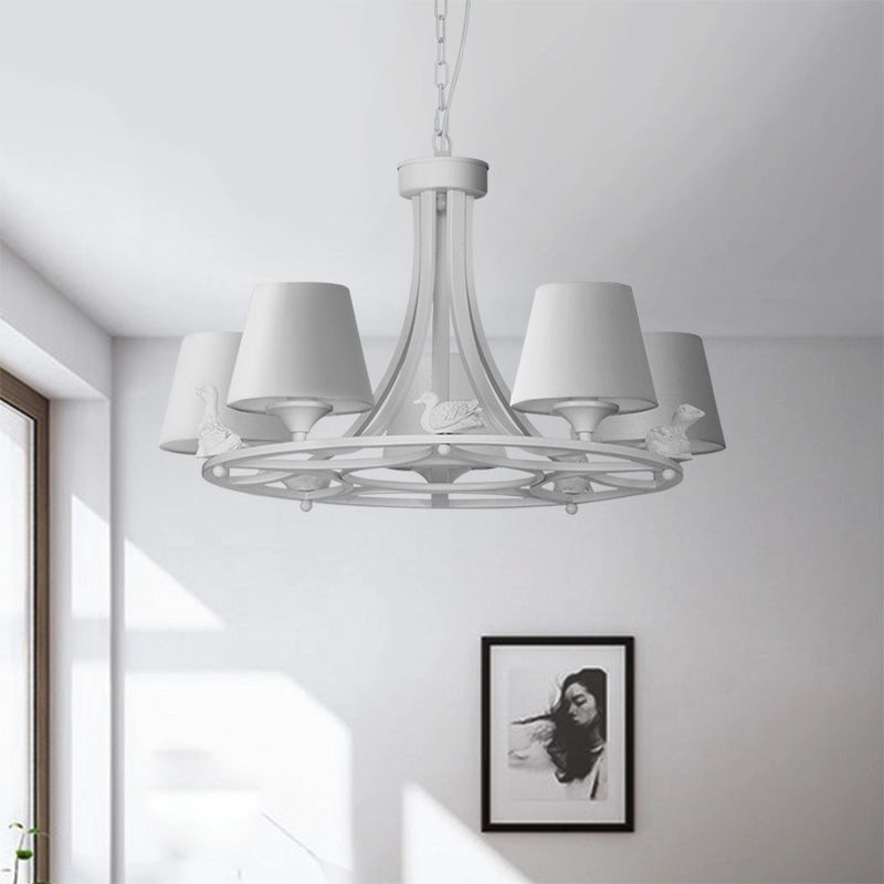 5-leichter Wohnzimmer Kronleuchter zeitgenössischer weißer Hang Deckenlampe mit Fassstoffschatten