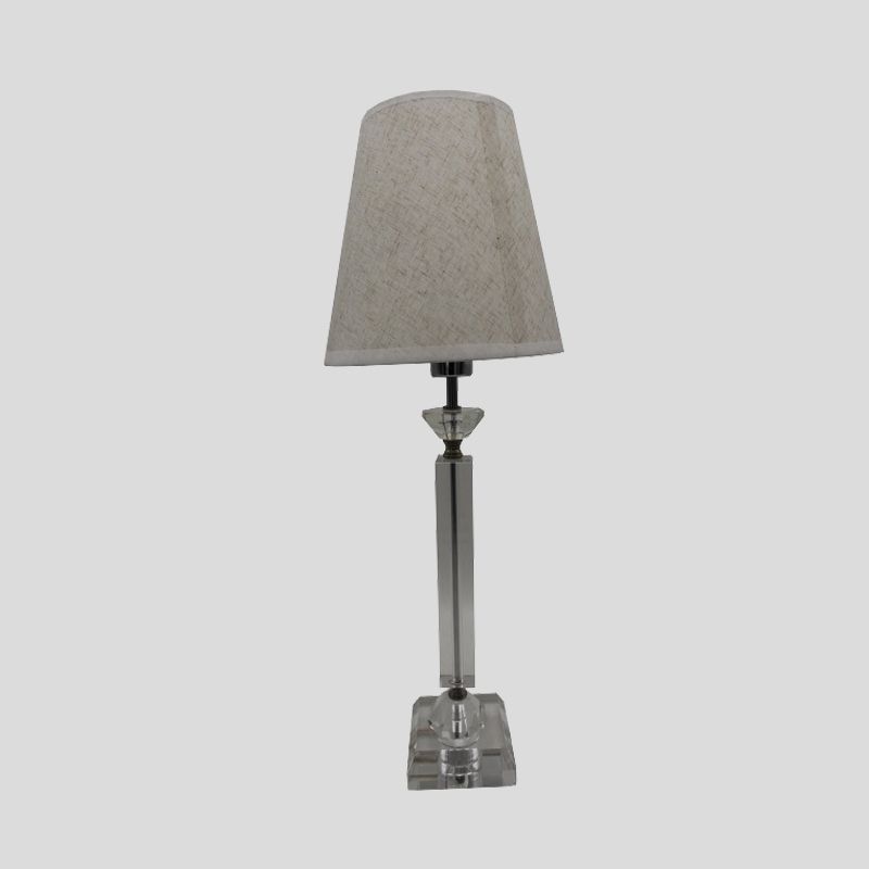 1 Bulb Baluster Fabric Table Light Modernism Hand-Cut Crystal Small Desk Lamp in Grey